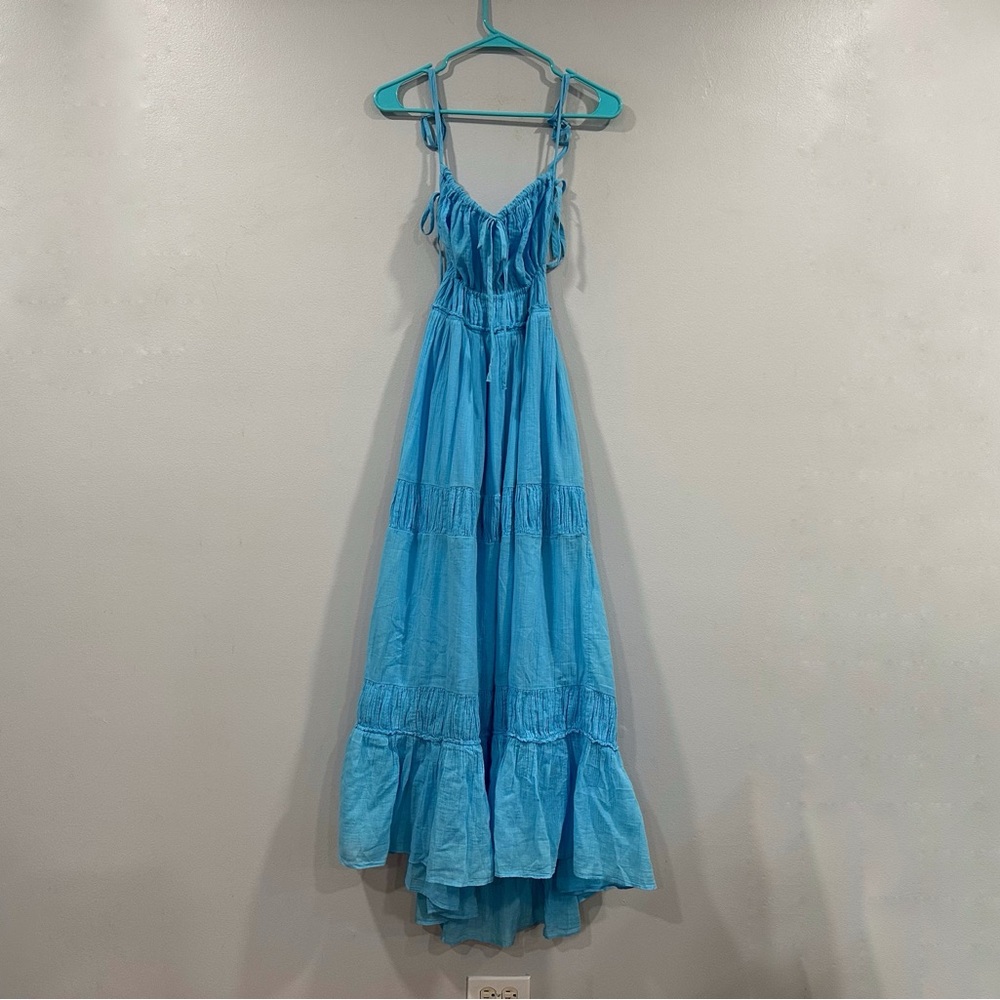 Free People Taking Sides Maxi Dress in Splash Blue XL - Picture 4 of 10